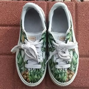 Puma leather creeper sneakers pineapple print